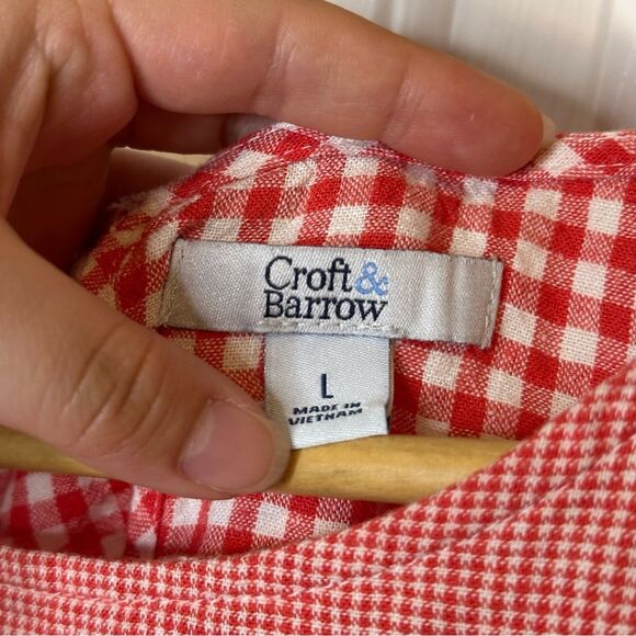 Croft & Barrow Red White Linen Blend Sleeveless Shell Top Sz L Coastal Cowgirl - Picture 6 of 8